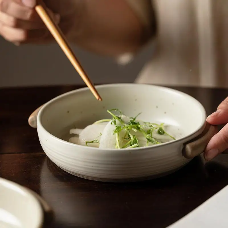 Retro Thick Earthenware Dinnerware Set Salad Course Western Cuisine Dish Dual Ear Deep Bowl Ceramic Home Use Business MBH
Retro Thick Earthenware Dinnerware Set Salad Course Western Cuisine Dish Dual Ear Deep Bowl Ceramic Home Use Business MBH