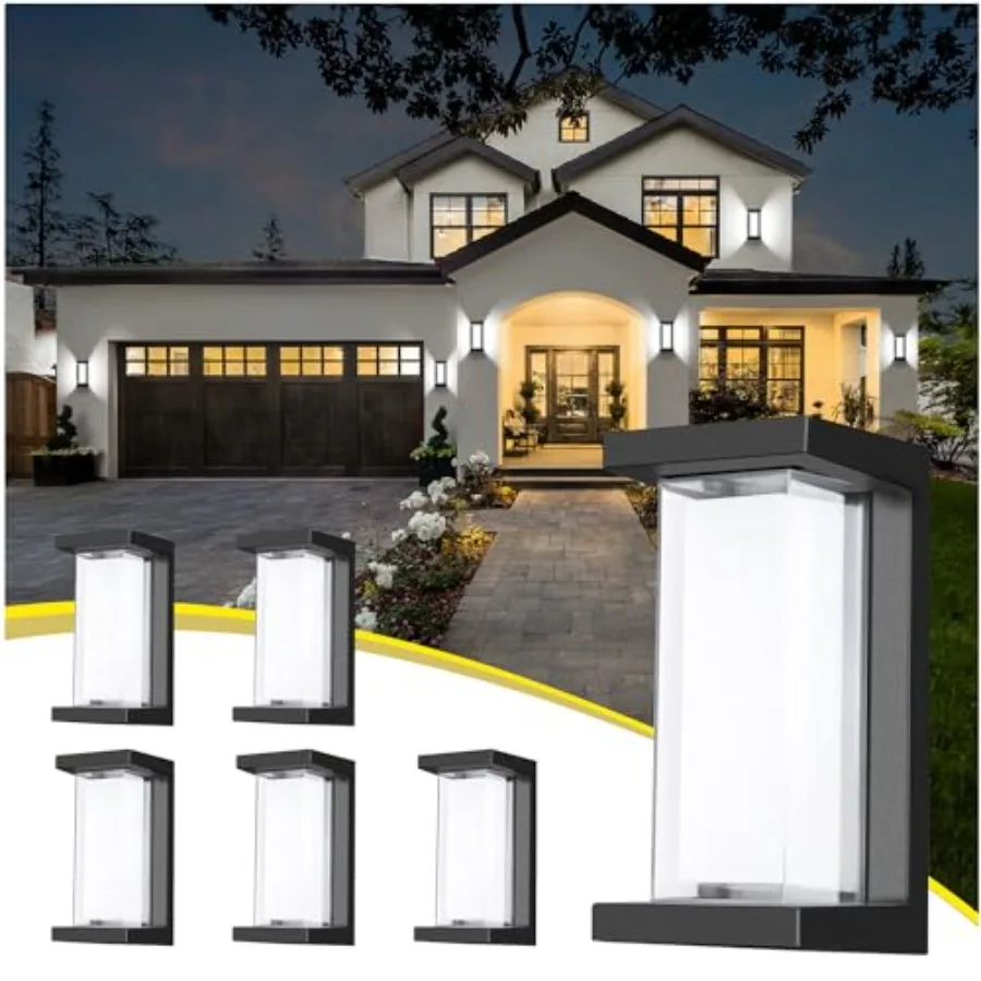 6 Pack Outdoor Wall Lights, 1800LM Bright 6000K Daylight Exterior Sconces, IP65 Waterproof Modern Black Aluminum Fixture, Hardw
6 Pack Outdoor Wall Lights, 1800LM Bright 6000K Daylight Exterior Sconces, IP65 Waterproof Modern Black Aluminum Fixture, Hardw
