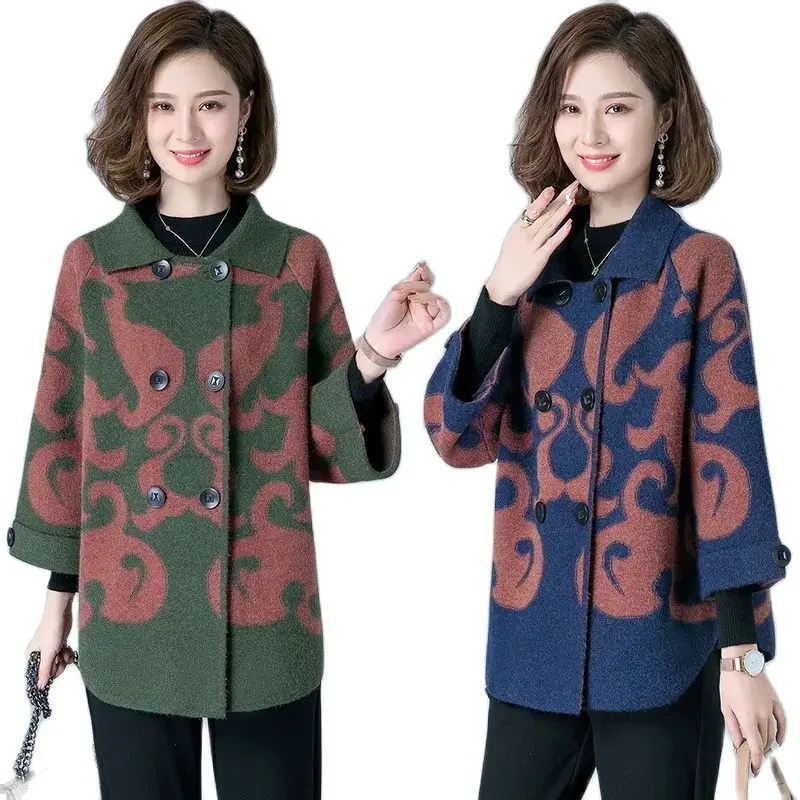 Middle-Aged Mother Spring Autumn Warm Female Outerwear Lapel Double Breasted Sweater Ladies Jacket New Cardigan Women's Coat
Middle-Aged Mother Spring Autumn Warm Female Outerwear Lapel Double Breasted Sweater Ladies Jacket New Cardigan Women's Coat