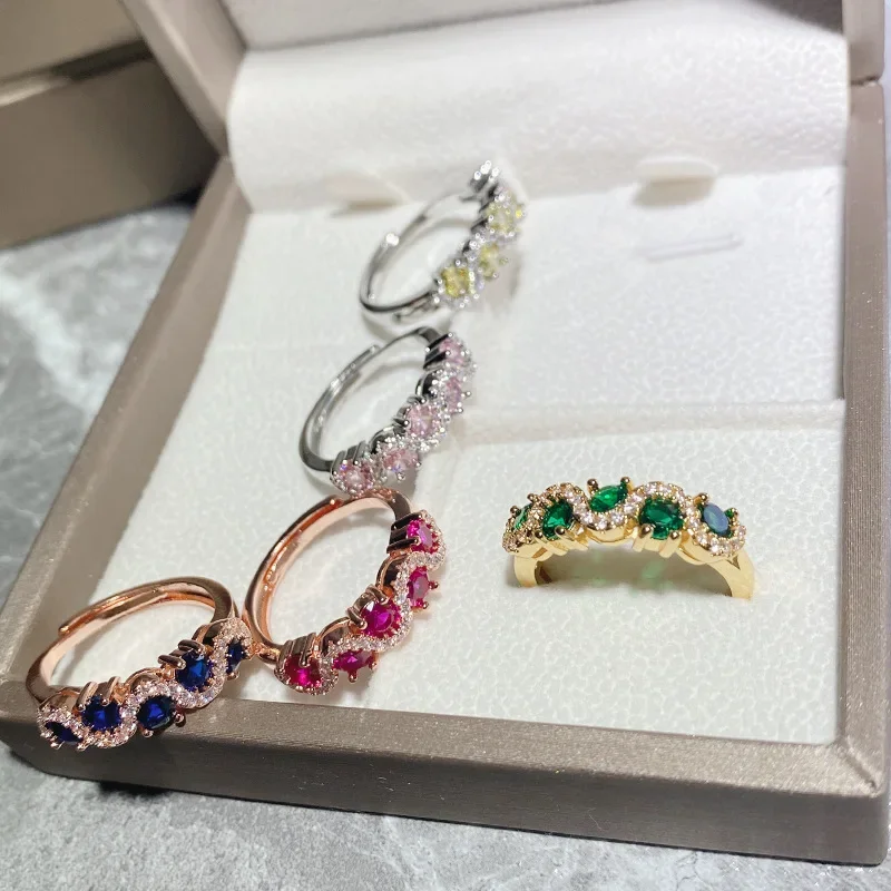 MDLFES Moissanite style New fashion group set with green spinel open ring live mouth pink pink finger ring
MDLFES Moissanite style New fashion group set with green spinel open ring live mouth pink pink finger ring