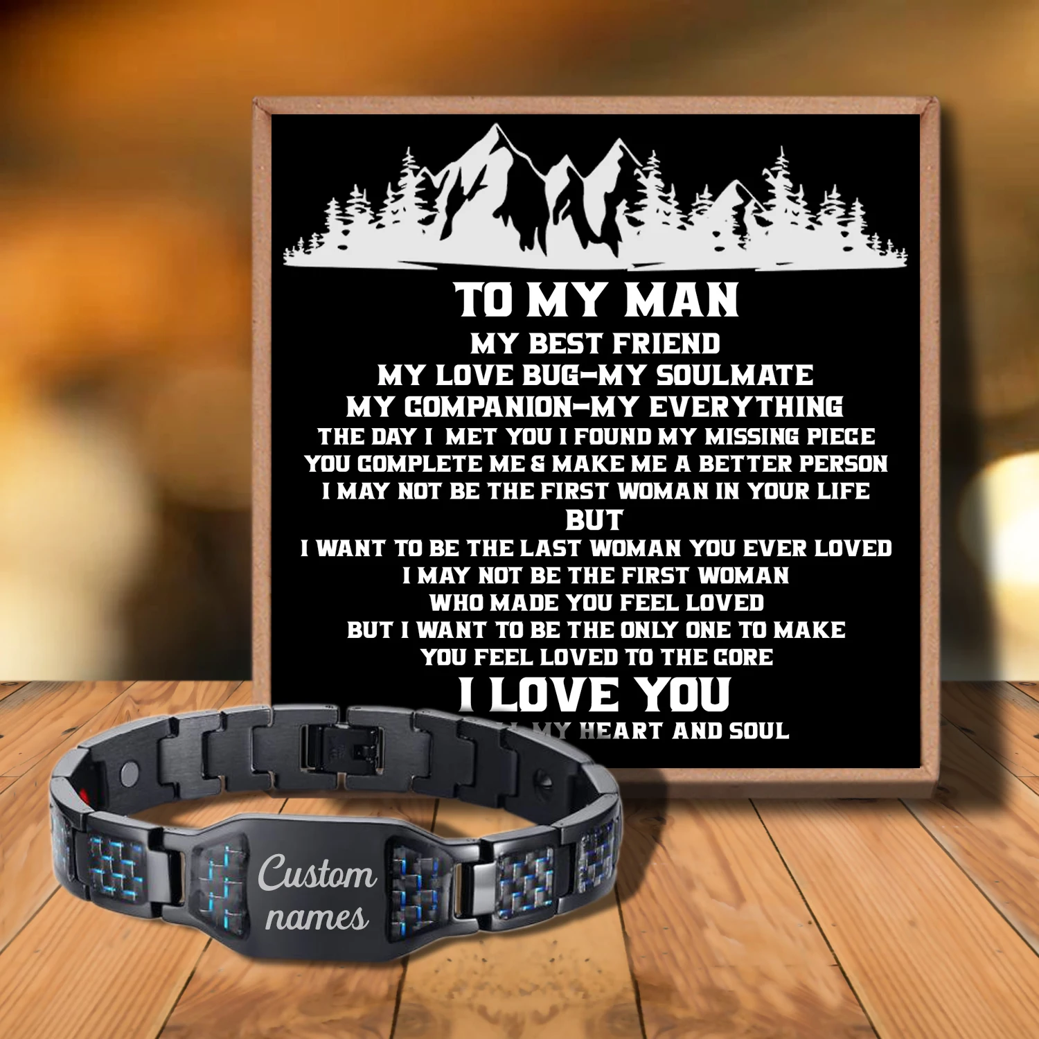 Sac3609 To My Husband Carbon Fiber Wide Magnet Men's Bracelet Stainless Steel Bracelet Does Not Fade
Sac3609 To My Husband Carbon Fiber Wide Magnet Men's Bracelet Stainless Steel Bracelet Does Not Fade