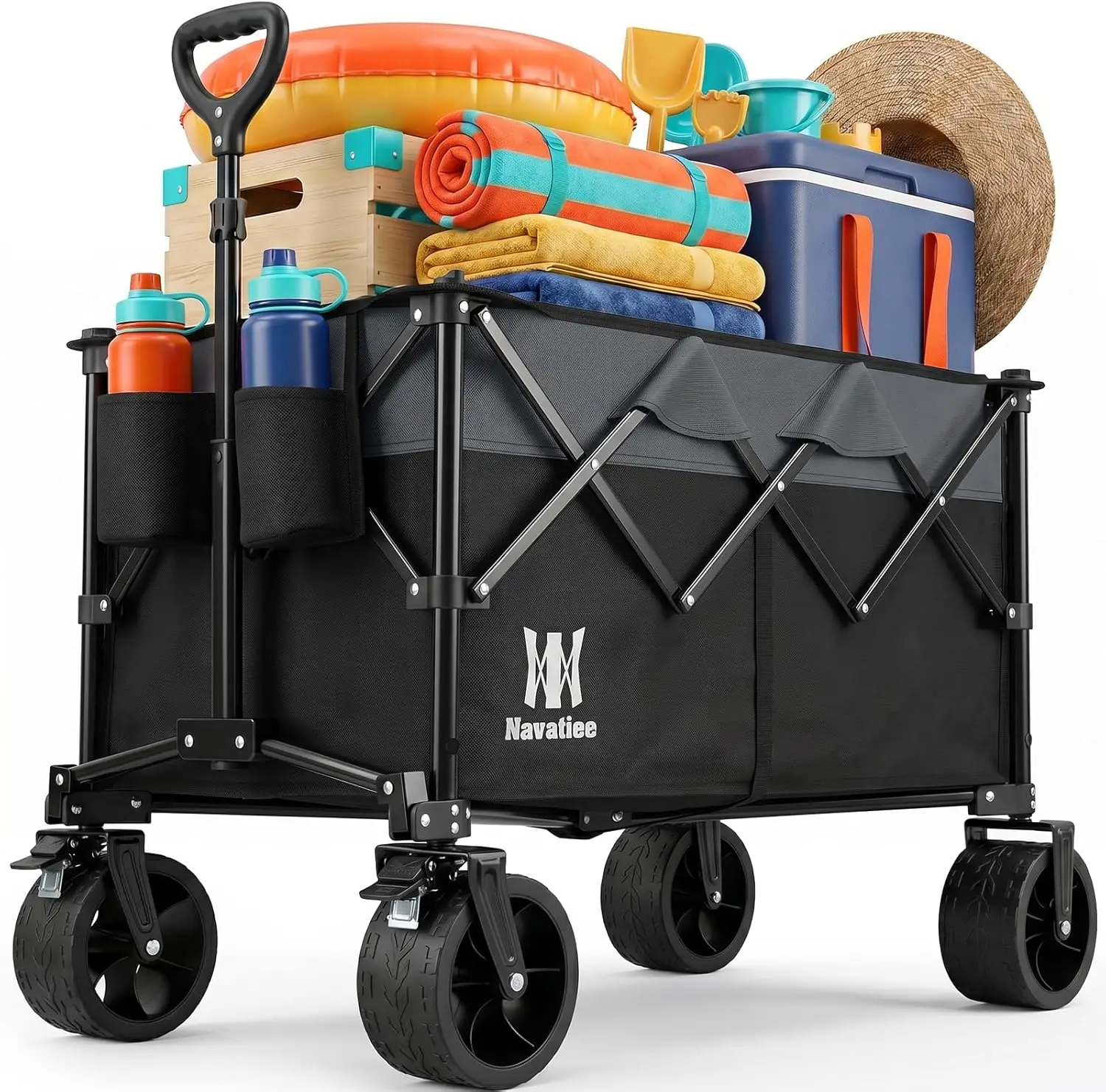 330Lbs Heavy Duty Folding Wagon Cart with Big Wheels, Collapsible Utility Wagon for Beach Camping Garden Grocery, Black
330Lbs Heavy Duty Folding Wagon Cart with Big Wheels, Collapsible Utility Wagon for Beach Camping Garden Grocery, Black