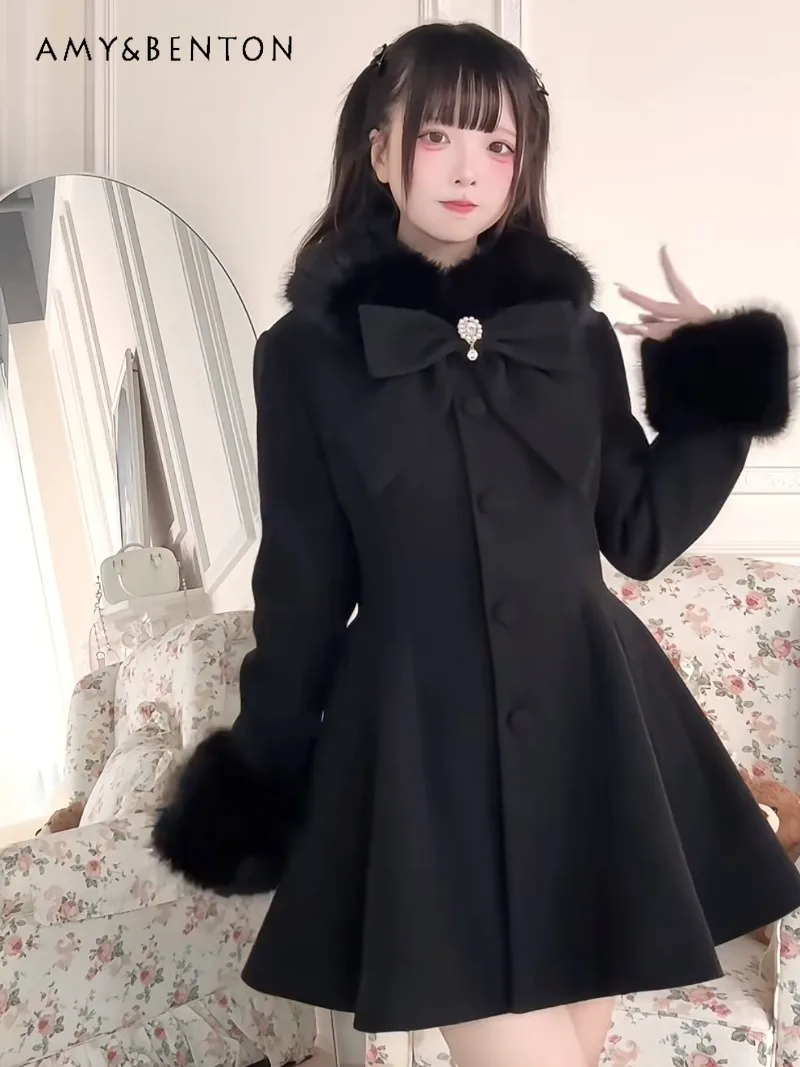 Elegant Temperament Fairy Style Lolita Wool Coat Japanese Mine Series Mass-Produced Beaded Bow Collar Slim Woolen Jacket Winter
Elegant Temperament Fairy Style Lolita Wool Coat Japanese Mine Series Mass-Produced Beaded Bow Collar Slim Woolen Jacket Winter