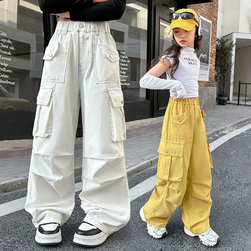 Teenager Girls High Quality Cargo Pants with Pockets Summer Cotton Children Yellow Black White Pants Casual Streetwear Trousers
Teenager Girls High Quality Cargo Pants with Pockets Summer Cotton Children Yellow Black White Pants Casual Streetwear Trousers