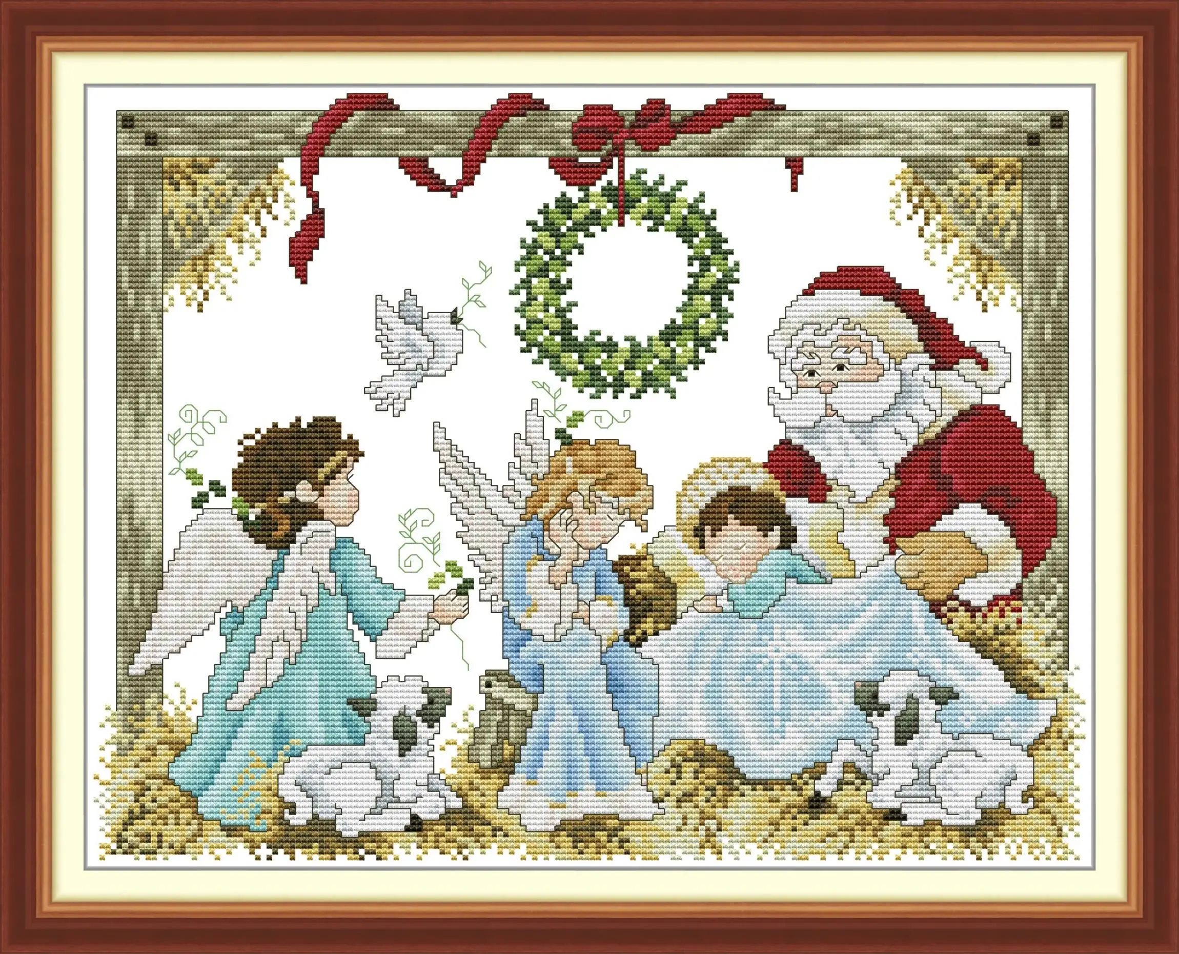 Maydear Cross Stitch Kit,11CT/14CT/16CT/9CT Aida Fabric,DMC Threads Sewing Pattern Embroidery Set-Father Christmas and Cherubs 2
Maydear Cross Stitch Kit,11CT/14CT/16CT/9CT Aida Fabric,DMC Threads Sewing Pattern Embroidery Set-Father Christmas and Cherubs 2