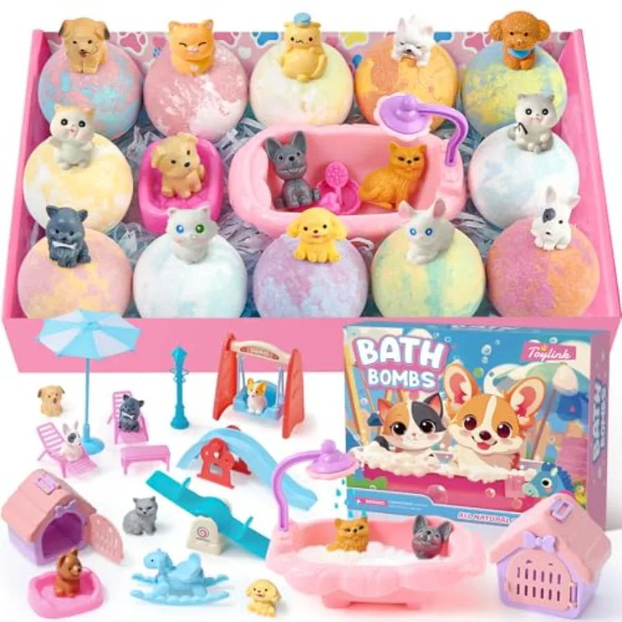 Bath Bombs for with Surprise Inside for Girls Boys, 12 Pack Bath Bombs with Dog and Cat Toys Pretend Playset Handmade Bubble Ba
Bath Bombs for with Surprise Inside for Girls Boys, 12 Pack Bath Bombs with Dog and Cat Toys Pretend Playset Handmade Bubble Ba