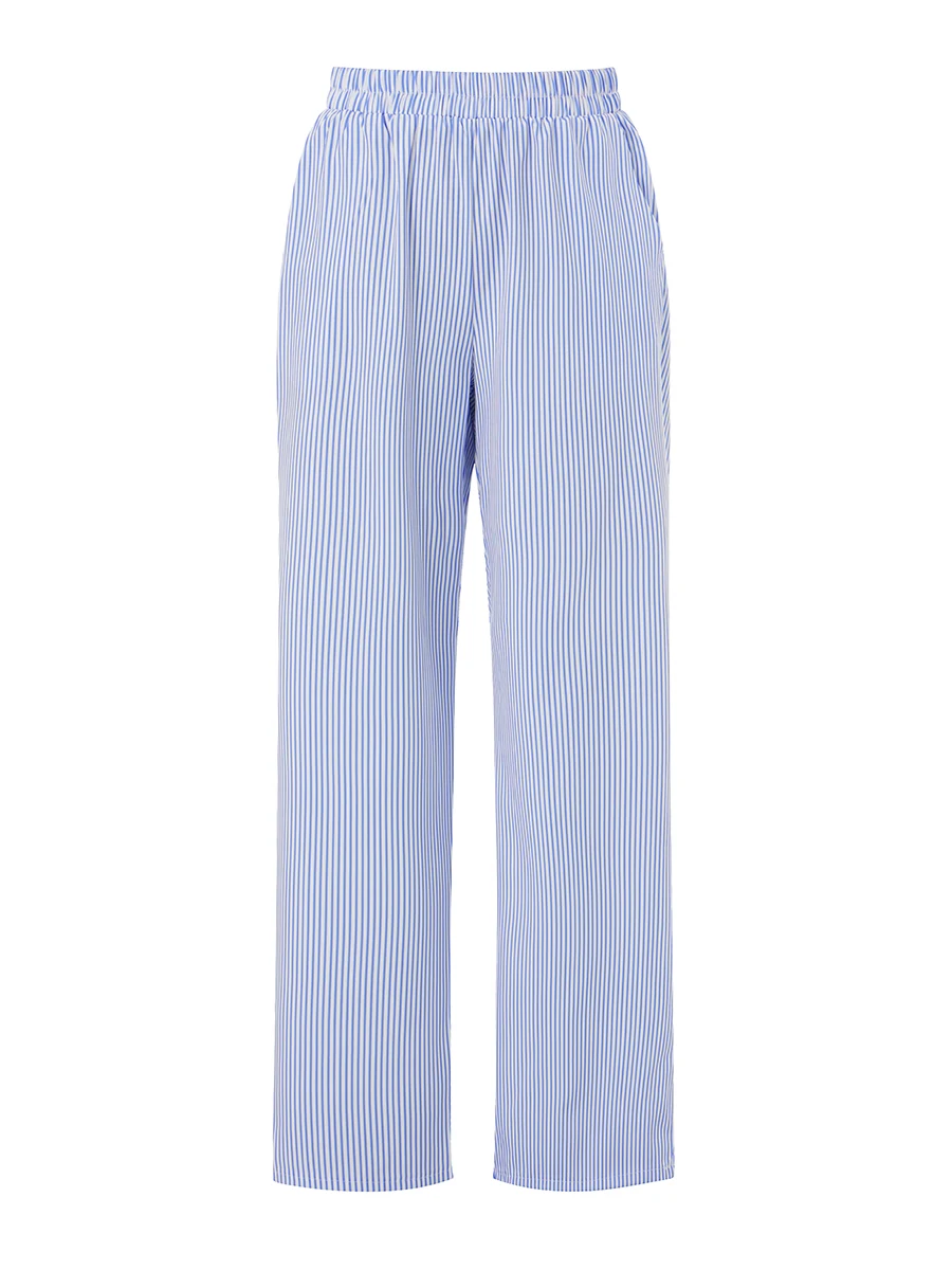 Women’s Striped Print Pants Casual Elastic High Waist Wide Leg Pants Lounge Street Pants with Pockets
Women’s Striped Print Pants Casual Elastic High Waist Wide Leg Pants Lounge Street Pants with Pockets