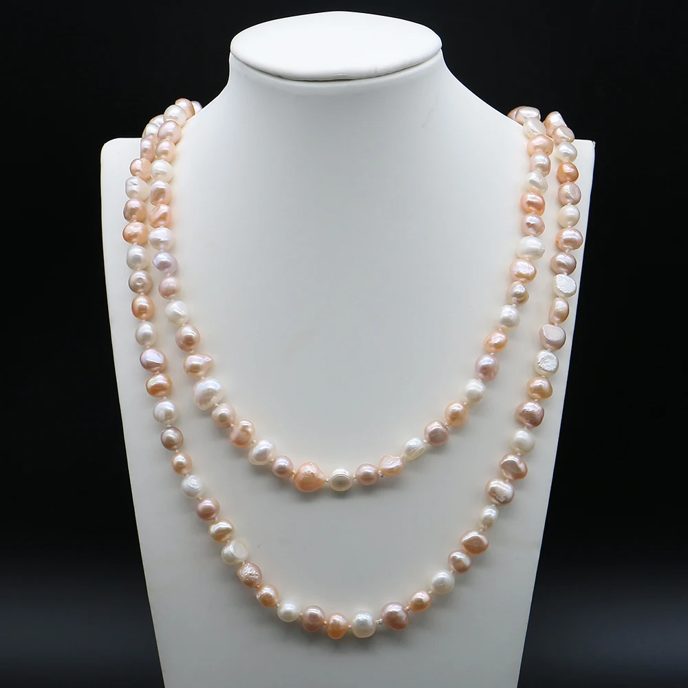 Classic Baroque Natural Freshwater Pearl Necklace Horizontal Hole Double-sided Luster 116cm Gorgeous Elegant Mixed-color Jewelry
Classic Baroque Natural Freshwater Pearl Necklace Horizontal Hole Double-sided Luster 116cm Gorgeous Elegant Mixed-color Jewelry
