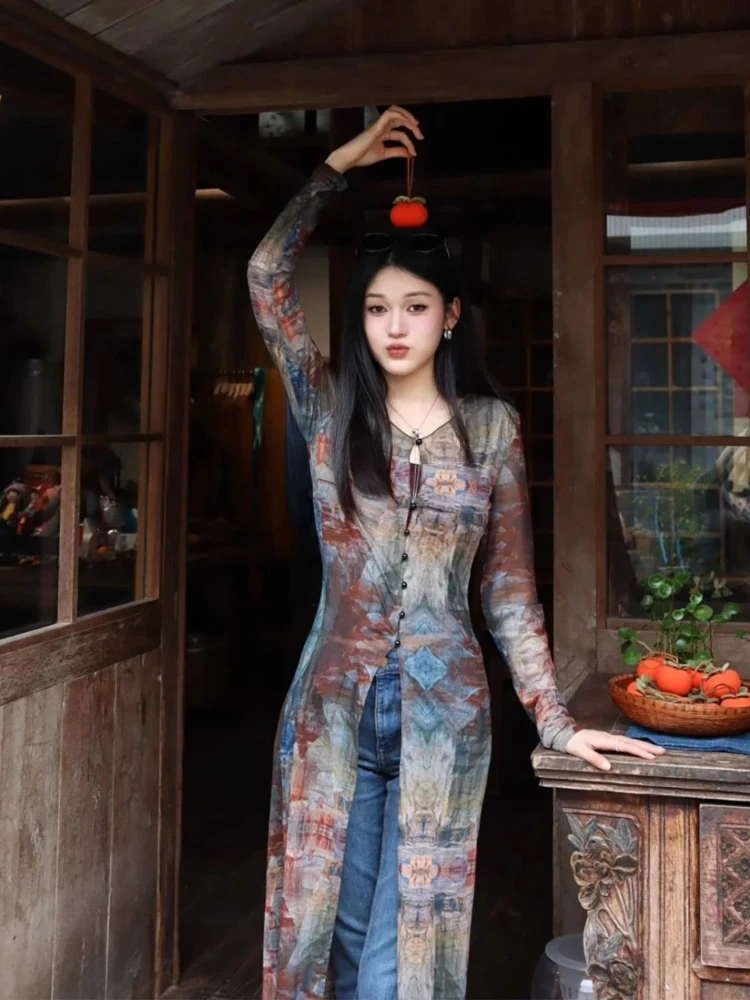 Vintage Oil Painting Printing Tops Mujer 2025 Summer New Mid-length Cardigans Y2k Long Sleeve Coat Women
Vintage Oil Painting Printing Tops Mujer 2025 Summer New Mid-length Cardigans Y2k Long Sleeve Coat Women