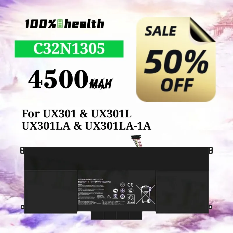 C32N1305 4500mAh Laptop Battery for ASUS UX301/UX301L/UX301LA/UX301LA-1A Lithium Rechargeable Battery
C32N1305 4500mAh Laptop Battery for ASUS UX301/UX301L/UX301LA/UX301LA-1A Lithium Rechargeable Battery