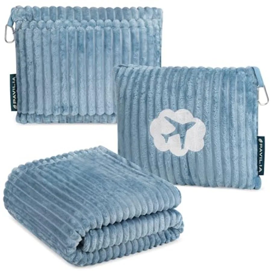 Travel Blanket and Pillow, Soft Ribbed Fleece Airplane Blanket with Bag, 65x40 Compact Packable Plane Throw with Luggage Strap
Travel Blanket and Pillow, Soft Ribbed Fleece Airplane Blanket with Bag, 65x40 Compact Packable Plane Throw with Luggage Strap