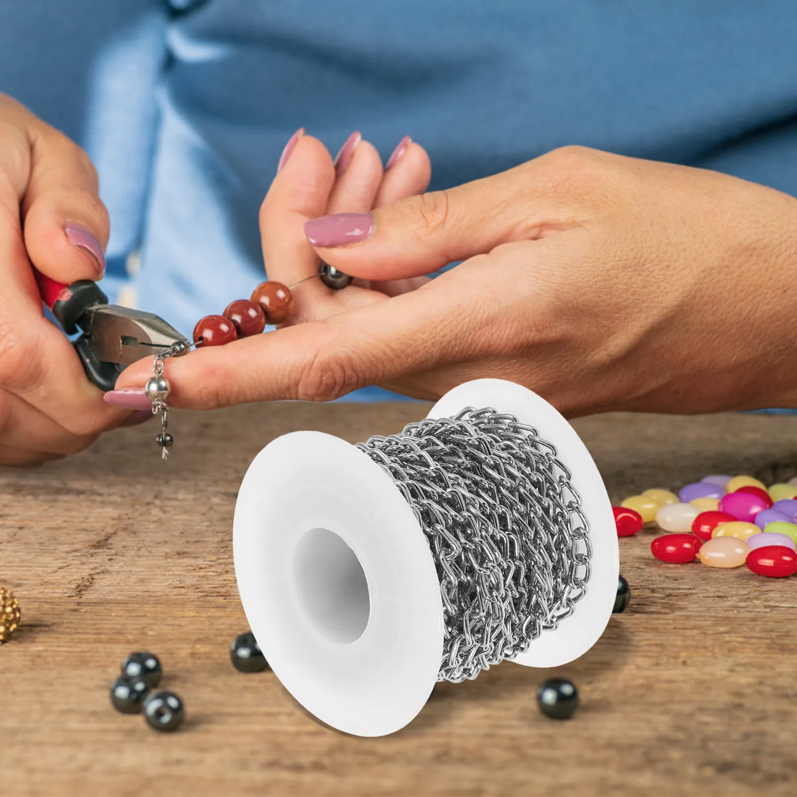 1 Roll Aluminum O Shape Thin Chain for DIY Jewelry Making Necklace Bracelet Craft Pendant Hanging Repair Extender Curb Chain
1 Roll Aluminum O Shape Thin Chain for DIY Jewelry Making Necklace Bracelet Craft Pendant Hanging Repair Extender Curb Chain