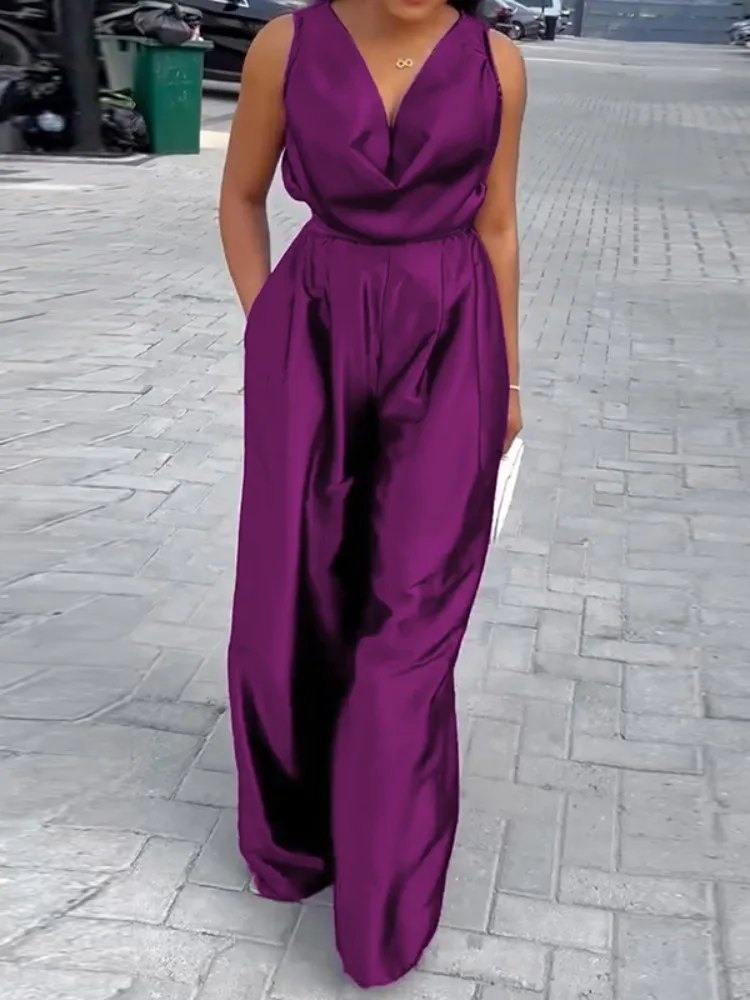 Gymystars V-Neck Female Jumpsuits Purple Jumpsuits Summer Loose Sleeveless Deep V-Neck Elegant One Piece Wide Leg Overalls Women
Gymystars V-Neck Female Jumpsuits Purple Jumpsuits Summer Loose Sleeveless Deep V-Neck Elegant One Piece Wide Leg Overalls Women