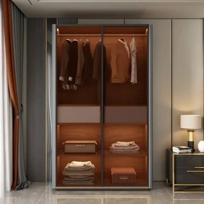 Light luxury high-end saddle leather sliding sliding door wardrobe household simple bedroom tempered glass
Light luxury high-end saddle leather sliding sliding door wardrobe household simple bedroom tempered glass