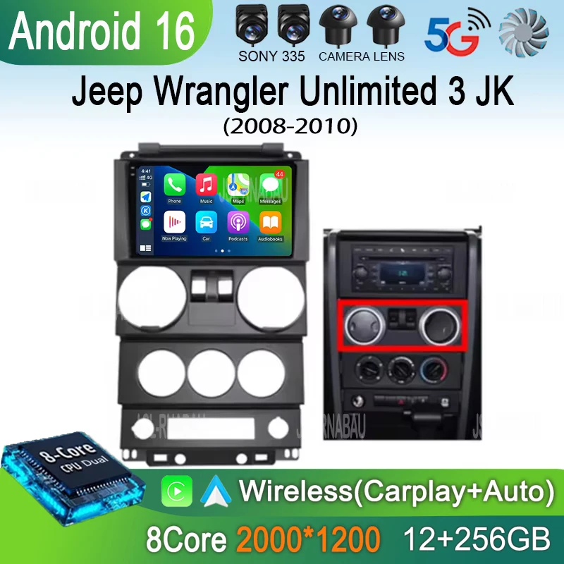 For Jeep Wrangler Unlimited 3 JK 2008 - 2010 Android 16 Auto Car Radio Multimedia Video Player Navigation GPS Carplay Head Unit
For Jeep Wrangler Unlimited 3 JK 2008 - 2010 Android 16 Auto Car Radio Multimedia Video Player Navigation GPS Carplay Head Unit