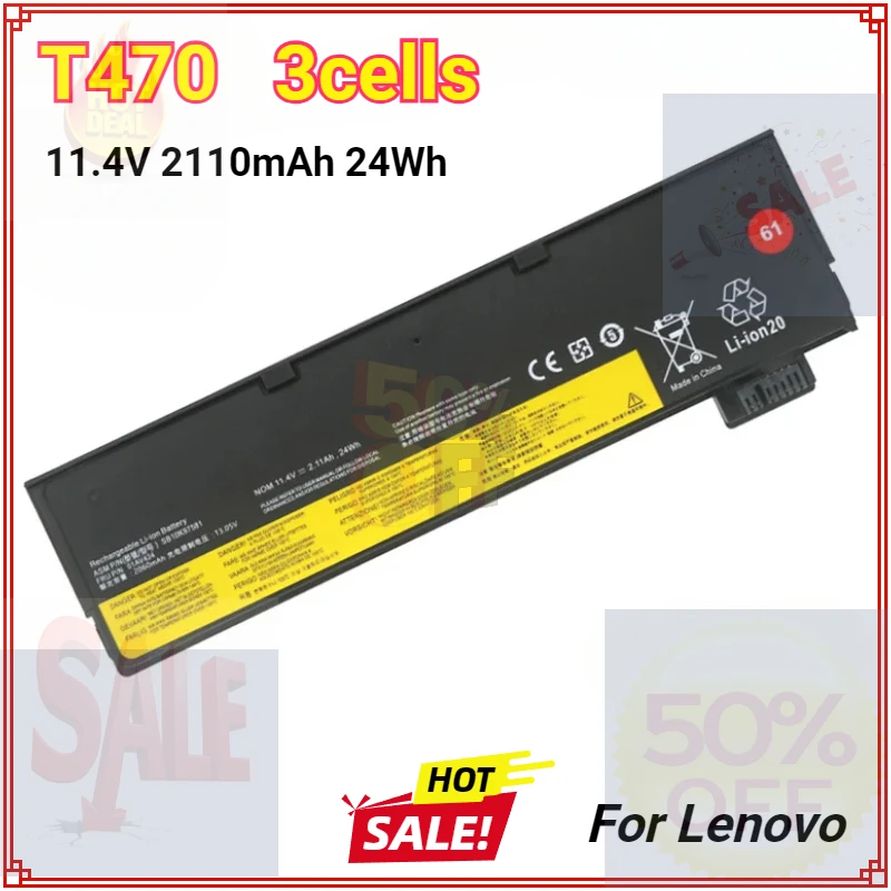 T470 Laptop Battery for Lenovo ThinkPad T470 T480 T570 T580 P51S P52S 01AV427 01AV428 01AV423 SB10K97580 61 /61+ 24Wh 4400mAh
T470 Laptop Battery for Lenovo ThinkPad T470 T480 T570 T580 P51S P52S 01AV427 01AV428 01AV423 SB10K97580 61 /61+ 24Wh 4400mAh