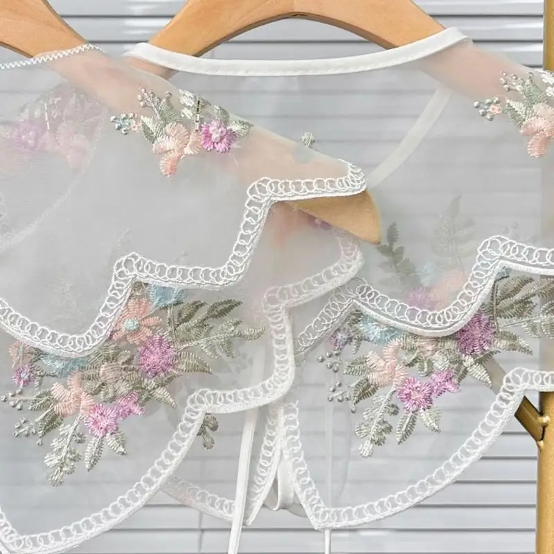 39BD Colorful Flower Embroidery Organza Detachable Collar Beaded Shawl Wrap Capelet
39BD Colorful Flower Embroidery Organza Detachable Collar Beaded Shawl Wrap Capelet