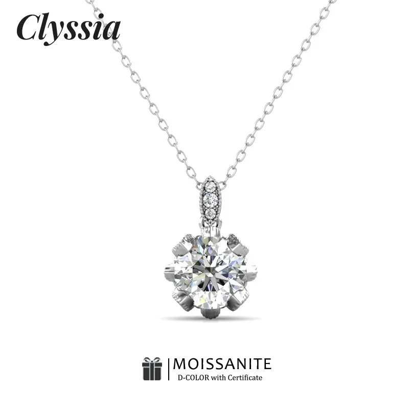 CLYSSIA 1ct D Color VVS1 6.5mm Moissanite 925 Sterling Silver Round Cut Pendant Lab Diamond Fine Jewelry Necklace for Women Gift
CLYSSIA 1ct D Color VVS1 6.5mm Moissanite 925 Sterling Silver Round Cut Pendant Lab Diamond Fine Jewelry Necklace for Women Gift
