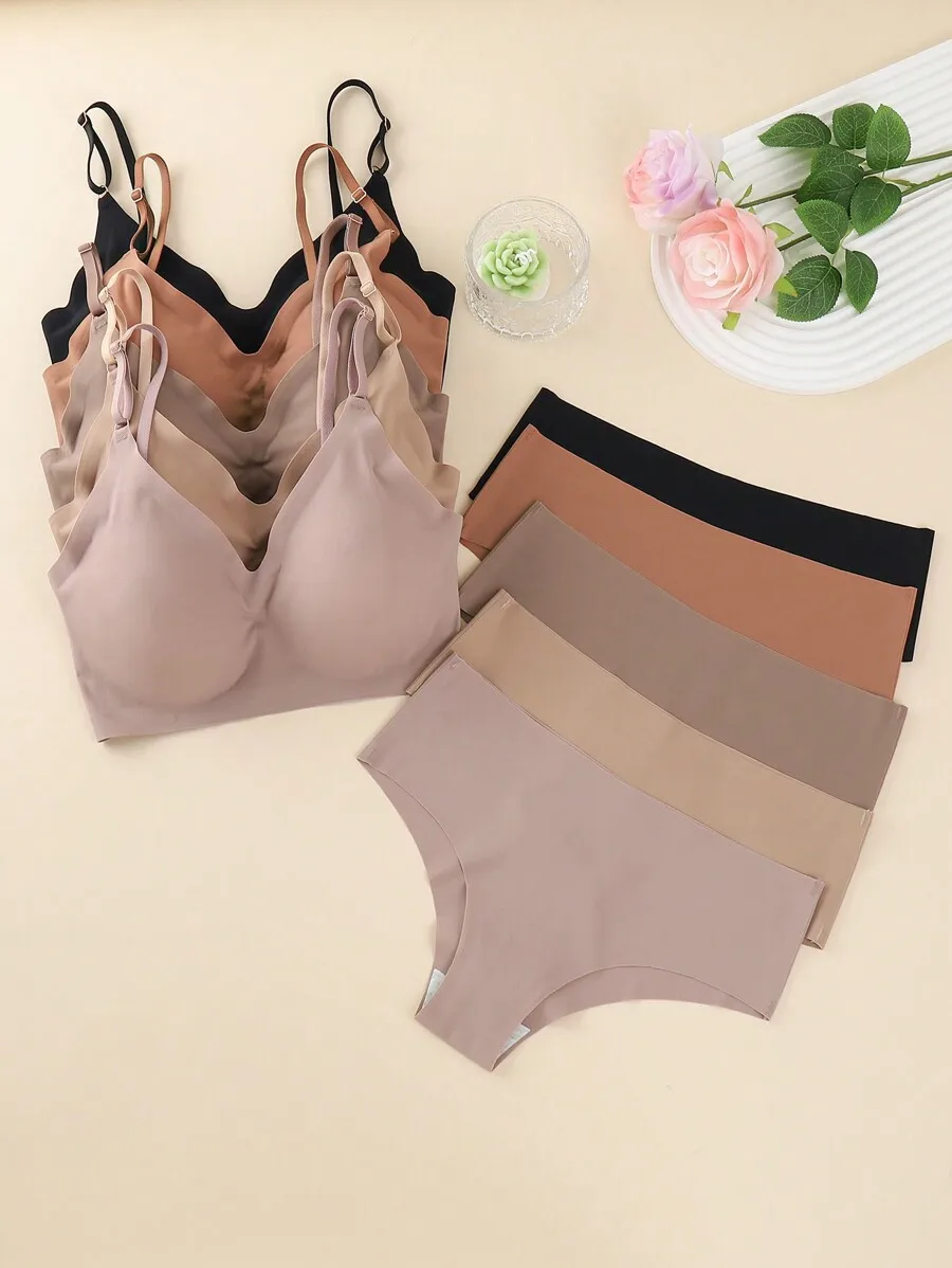 10pcs Seamless Removable Cup Bra And Brief Set Comfortable Summer Underwear For Women
10pcs Seamless Removable Cup Bra And Brief Set Comfortable Summer Underwear For Women