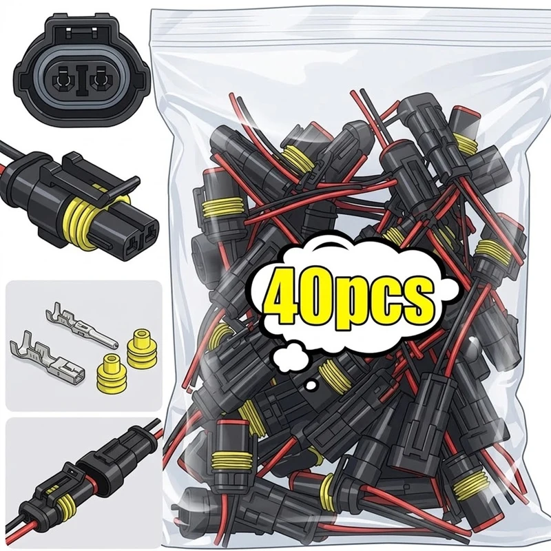 40-10pcs Waterproof Connector 2-pin Auto Motorcycle Scooter Marine Waterproof Male Female Electrical Connector Plugs with Wire
40-10pcs Waterproof Connector 2-pin Auto Motorcycle Scooter Marine Waterproof Male Female Electrical Connector Plugs with Wire