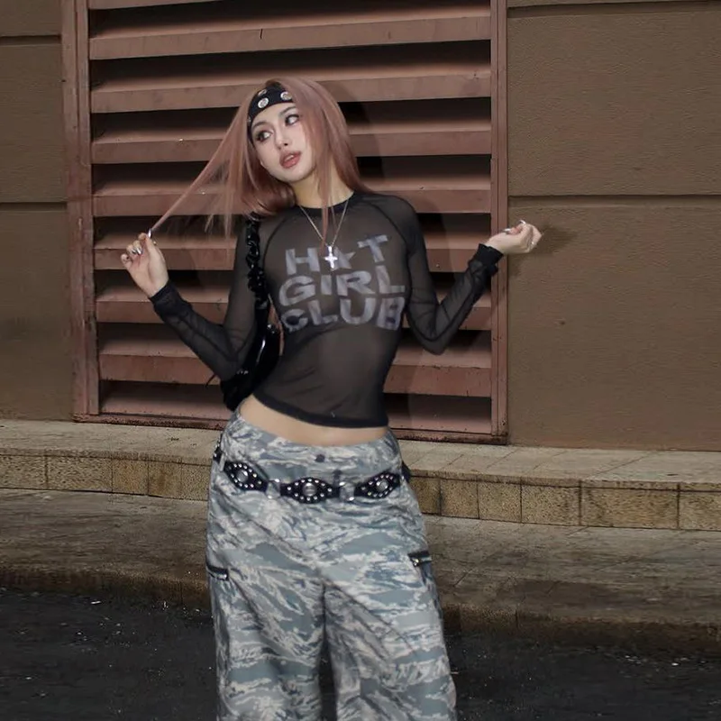 2025 Spring New Women's Fashion Spicy Girl Sexy Round Neck Printed Mesh Perspective Slimming Short T-Shirt Top
2025 Spring New Women's Fashion Spicy Girl Sexy Round Neck Printed Mesh Perspective Slimming Short T-Shirt Top