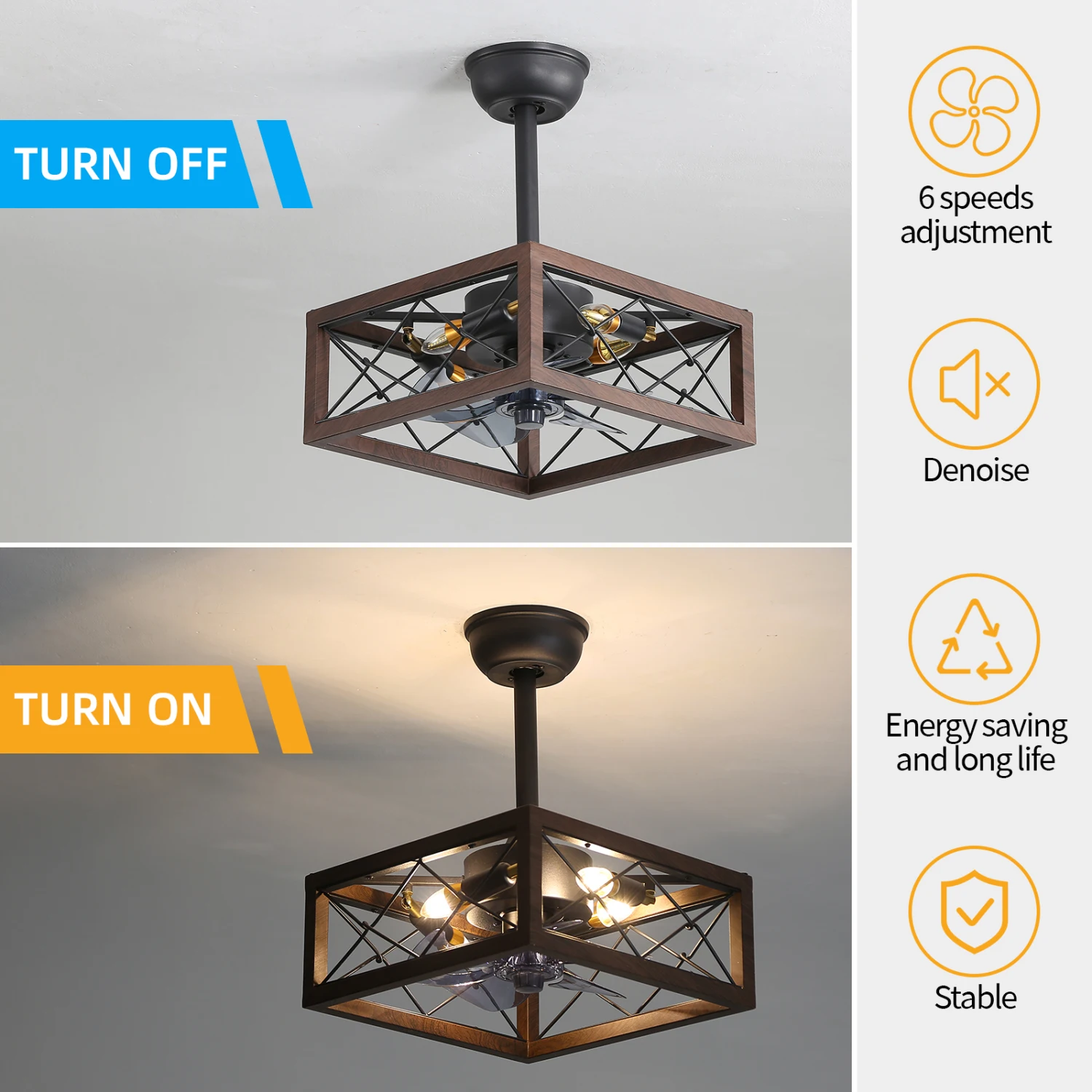 18inch Caged Ceiling Fan with Lights Remote Control for APP(No warranty on bulbs)
18inch Caged Ceiling Fan with Lights Remote Control for APP(No warranty on bulbs)