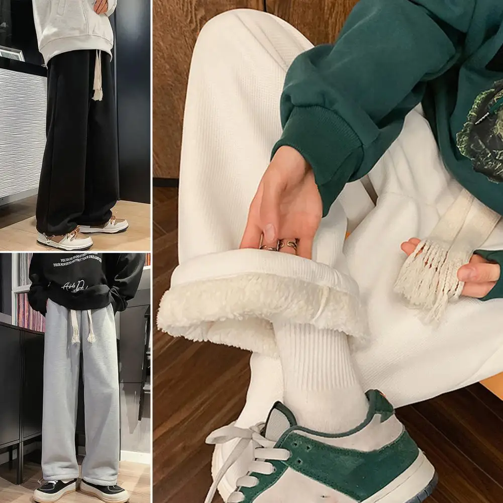 Thermal Pants Men Drawstring Elastic Straight Wide Leg Men Pants Winter Imitation Lambswool Lining Thick Casual Trousers
Thermal Pants Men Drawstring Elastic Straight Wide Leg Men Pants Winter Imitation Lambswool Lining Thick Casual Trousers