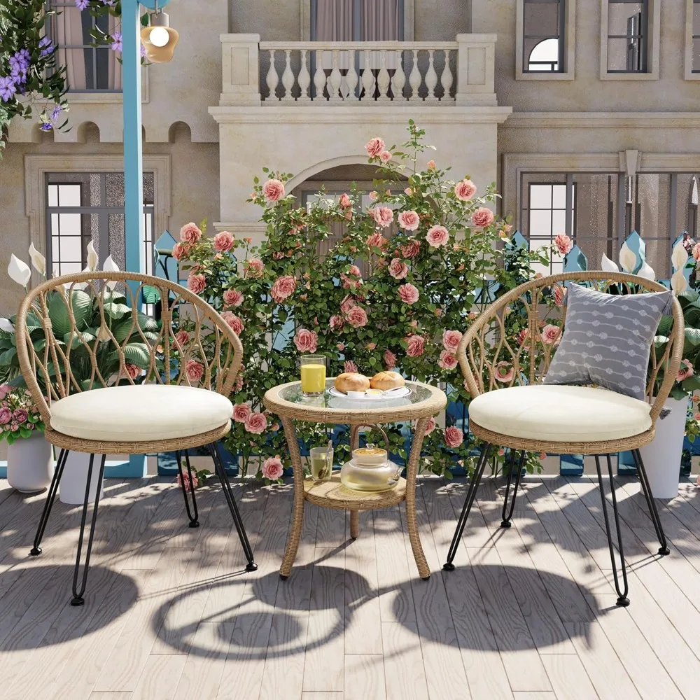 3 - Piece Outdoor Leisure Set,2 Stylish Hand - Woven Rattan Single Chairs & a Sturdy Tempered Glass Round Table - Ideal
3 - Piece Outdoor Leisure Set,2 Stylish Hand - Woven Rattan Single Chairs & a Sturdy Tempered Glass Round Table - Ideal