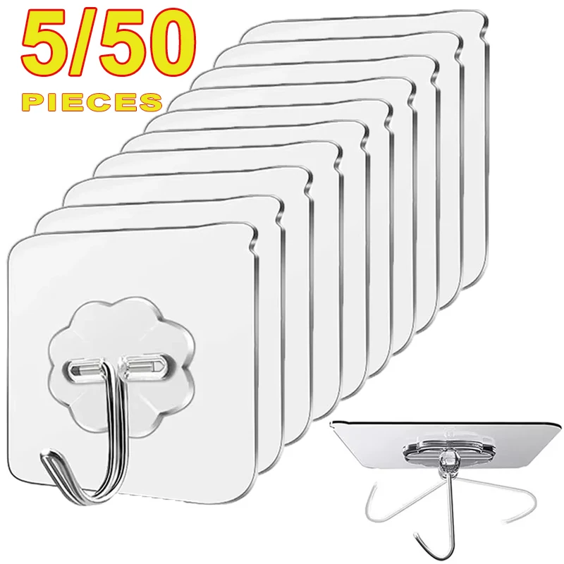 5/50pcs Strong Self Adhesive Hook Transparent Hooks Wall Adhesive for Bathroom Kitchen Strong Sticky Door Wall Hanging Hooks
5/50pcs Strong Self Adhesive Hook Transparent Hooks Wall Adhesive for Bathroom Kitchen Strong Sticky Door Wall Hanging Hooks