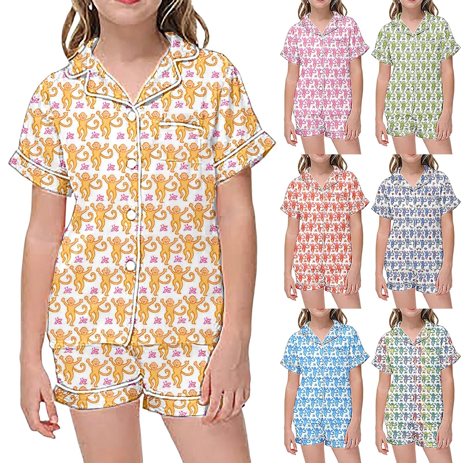 Pajamas Monkey Pattern Shirt Shorts Pajama Set For Kids Children Graphic Print Short Sleeve Button 2 Piece Sets Girls Sleepwear
Pajamas Monkey Pattern Shirt Shorts Pajama Set For Kids Children Graphic Print Short Sleeve Button 2 Piece Sets Girls Sleepwear