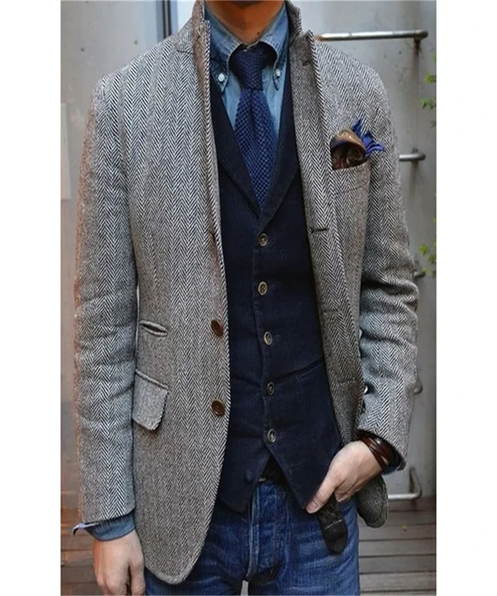 Men's Suit Brown Blazer Prom Tuxedos Herringbone Wool Tweed Single Breasted Formal Bussiness Jacket for Wedding(Only Coat)
Men's Suit Brown Blazer Prom Tuxedos Herringbone Wool Tweed Single Breasted Formal Bussiness Jacket for Wedding(Only Coat)