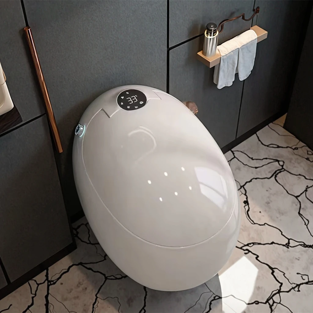 Automatic Sanitary Ware Intelligent Toilet Egg Shape WC with Remote Control Feature Smart Inodoro for Bathroom
Automatic Sanitary Ware Intelligent Toilet Egg Shape WC with Remote Control Feature Smart Inodoro for Bathroom
