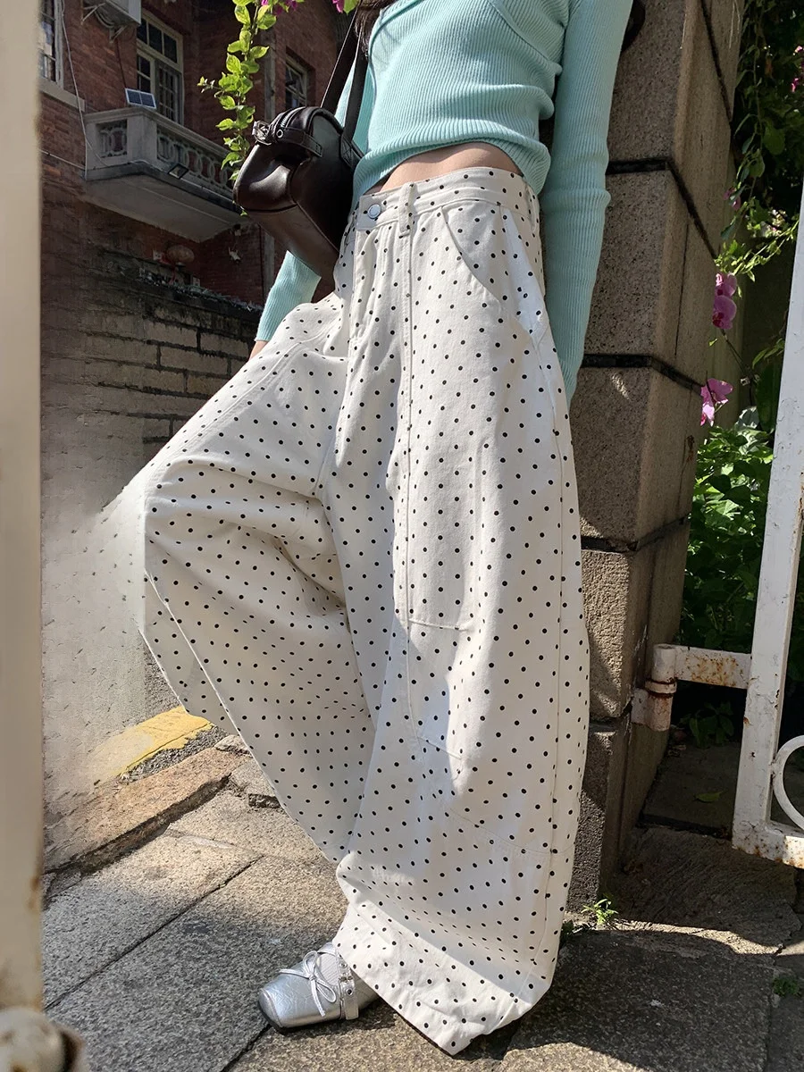 High Waist Polka Dot Casual Jeans Slimming Effect Vintage Style Women's Loose Fit Denim Pants Spring Collection 2026
High Waist Polka Dot Casual Jeans Slimming Effect Vintage Style Women's Loose Fit Denim Pants Spring Collection 2026