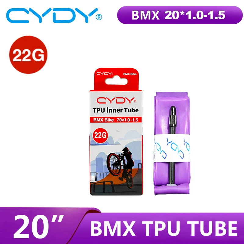 CYDY ultralight BMX TPU bicycle inner tube 20 inches 451 20x1.0-1.5 Presta valve:45/65mm core length
CYDY ultralight BMX TPU bicycle inner tube 20 inches 451 20x1.0-1.5 Presta valve:45/65mm core length