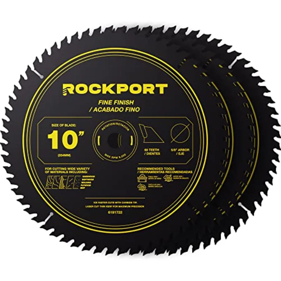 Table Saw Blades 10 inch 60 Teeth - 3 Pack 10" Table Saw Blades and 10 inch Miter Saw Blades 5/8" Arbor Multipupose Carbide Tip
Table Saw Blades 10 inch 60 Teeth - 3 Pack 10" Table Saw Blades and 10 inch Miter Saw Blades 5/8" Arbor Multipupose Carbide Tip