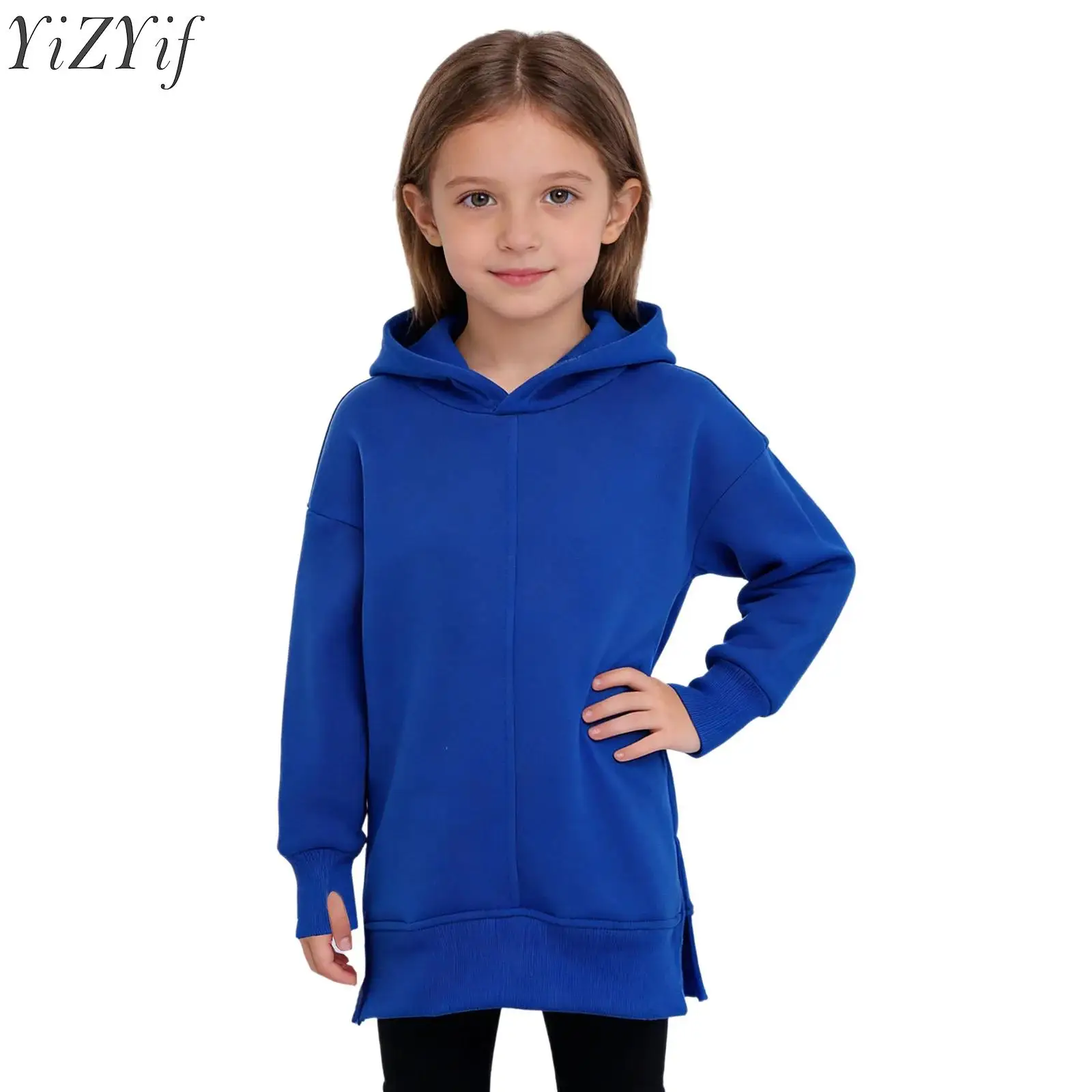 Kids Girls Side Split Fleece-Lined Hoodie Long Sleeves Thumbholes Hooded Pullover Sweatshirt Fashion Soft Top for Sports Holiday
Kids Girls Side Split Fleece-Lined Hoodie Long Sleeves Thumbholes Hooded Pullover Sweatshirt Fashion Soft Top for Sports Holiday