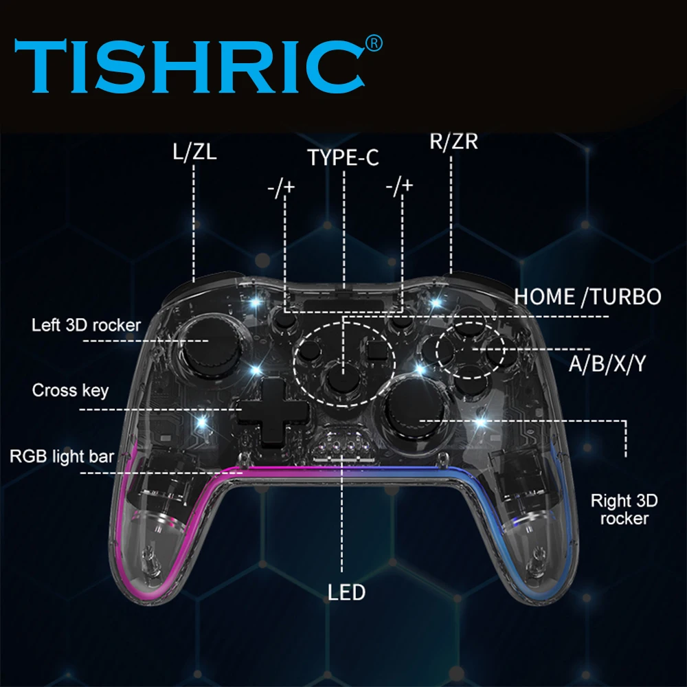 TISHRIC RGB Lite Wireless Gamepad Game Controller with BT4.0 Wireless Gamepad for Switch Android IOS PC PS3 Suppport Steam Gam
TISHRIC RGB Lite Wireless Gamepad Game Controller with BT4.0 Wireless Gamepad for Switch Android IOS PC PS3 Suppport Steam Gam