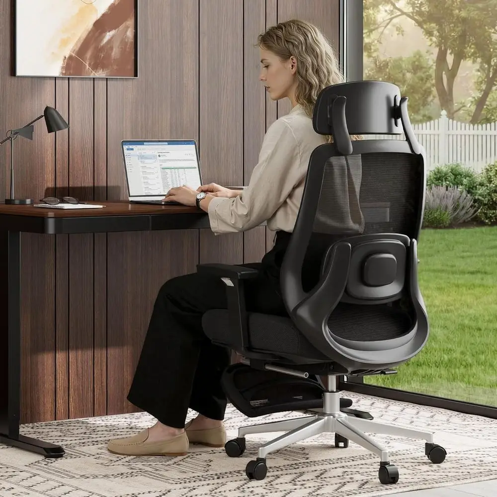 Ergonomic High-Back Desk Chair with 3D Armrests, Lumbar Support, Shiatsu Massage, Recline, and Heated Seat, Black
Ergonomic High-Back Desk Chair with 3D Armrests, Lumbar Support, Shiatsu Massage, Recline, and Heated Seat, Black