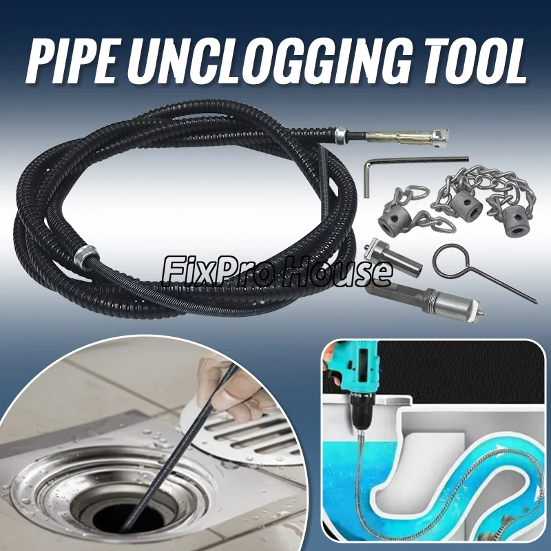 1.5/3M Drain Snake - Heavy Duty Pipe Cleaner Solid Chain Spring Unclogging for Sewer Oil Clogs Home Industrial Plumbing Tool
1.5/3M Drain Snake - Heavy Duty Pipe Cleaner Solid Chain Spring Unclogging for Sewer Oil Clogs Home Industrial Plumbing Tool