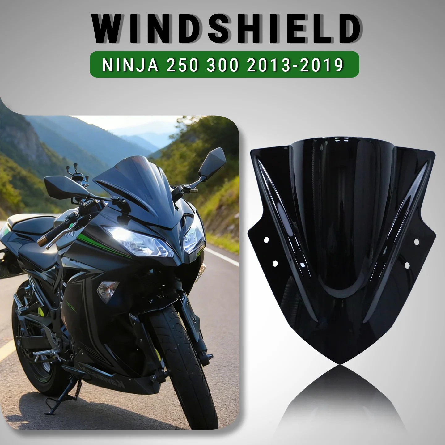 For Kawasaki Ninja 250 300 Motorcycle Windscreen Double Bubble Deflector Windshield Fairing Ninja 300 Front Windshield 2013-2019
For Kawasaki Ninja 250 300 Motorcycle Windscreen Double Bubble Deflector Windshield Fairing Ninja 300 Front Windshield 2013-2019