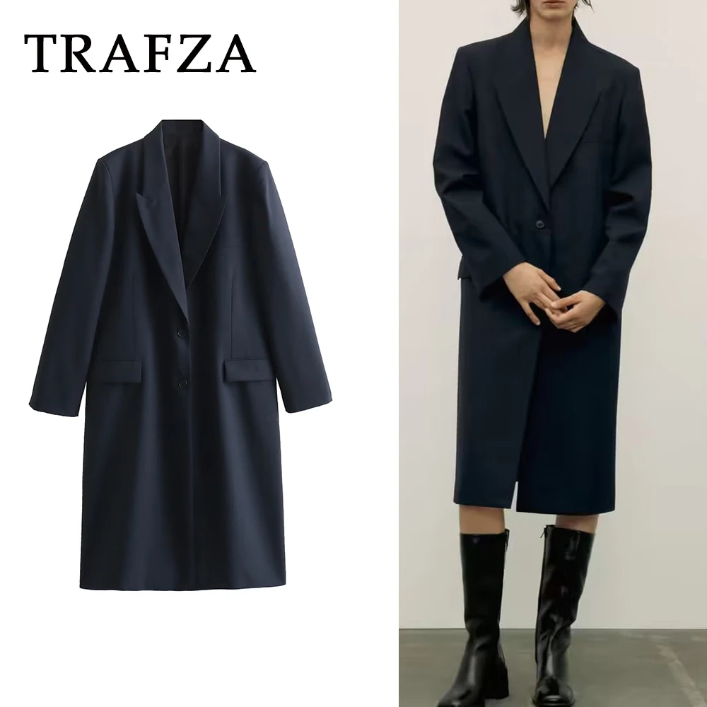 TRAFZA 2023 Autumn Women Minimalist Solid Jacket Loose Fit Long Coats Single Breasted Casual Elegant Fashion Women Thick Coat
TRAFZA 2023 Autumn Women Minimalist Solid Jacket Loose Fit Long Coats Single Breasted Casual Elegant Fashion Women Thick Coat