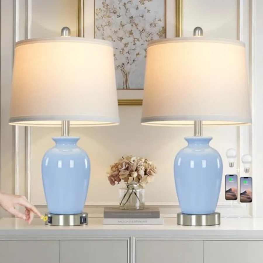 23" Light Blue Ceramic Table Lamp Set of 2 for Bedroom Modern Bedside Lamps for Nightstand Living Room Office Dining Room SideT
23" Light Blue Ceramic Table Lamp Set of 2 for Bedroom Modern Bedside Lamps for Nightstand Living Room Office Dining Room SideT