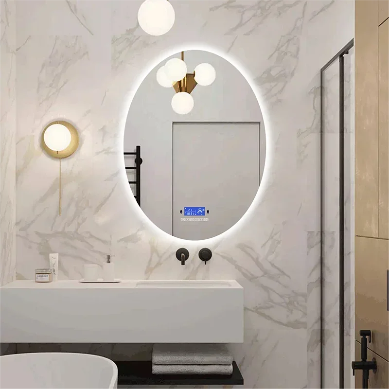 70x90cm Oval LED Smart Vanity Mirror 3 color Light+Bluetooth+Anti Fog+Human-body induction Makeup backlit Hotel Bathroom mirror
70x90cm Oval LED Smart Vanity Mirror 3 color Light+Bluetooth+Anti Fog+Human-body induction Makeup backlit Hotel Bathroom mirror