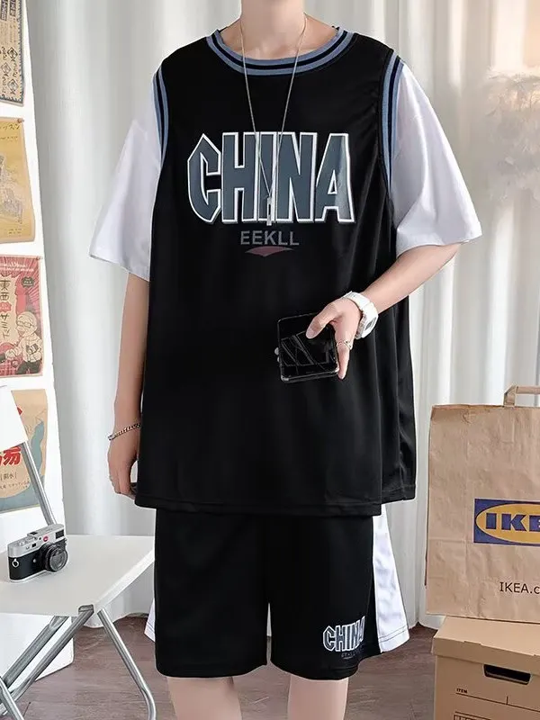 Мужской летний спортивный костюм больших размеров: майка, футболка, шорты с принтом, круглый вырез, одежда для мужчин высокого роста и полных, подростковая, полиэстер
Мужской летний спортивный костюм больших размеров: майка, футболка, шорты с принтом, круглый вырез, одежда для мужчин высокого роста и полных, подростковая, полиэстер