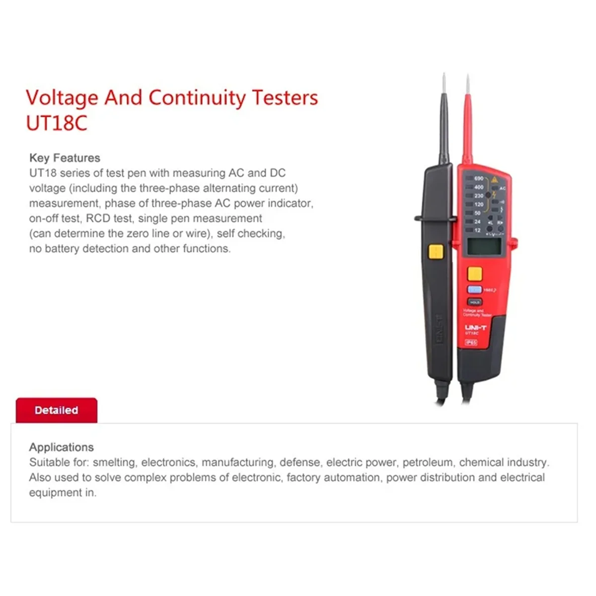 A04I Voltage and Continuity Tester RCD Handheld Digital Display Voltage Tester Continunity Voltmeter UT18D
A04I Voltage and Continuity Tester RCD Handheld Digital Display Voltage Tester Continunity Voltmeter UT18D