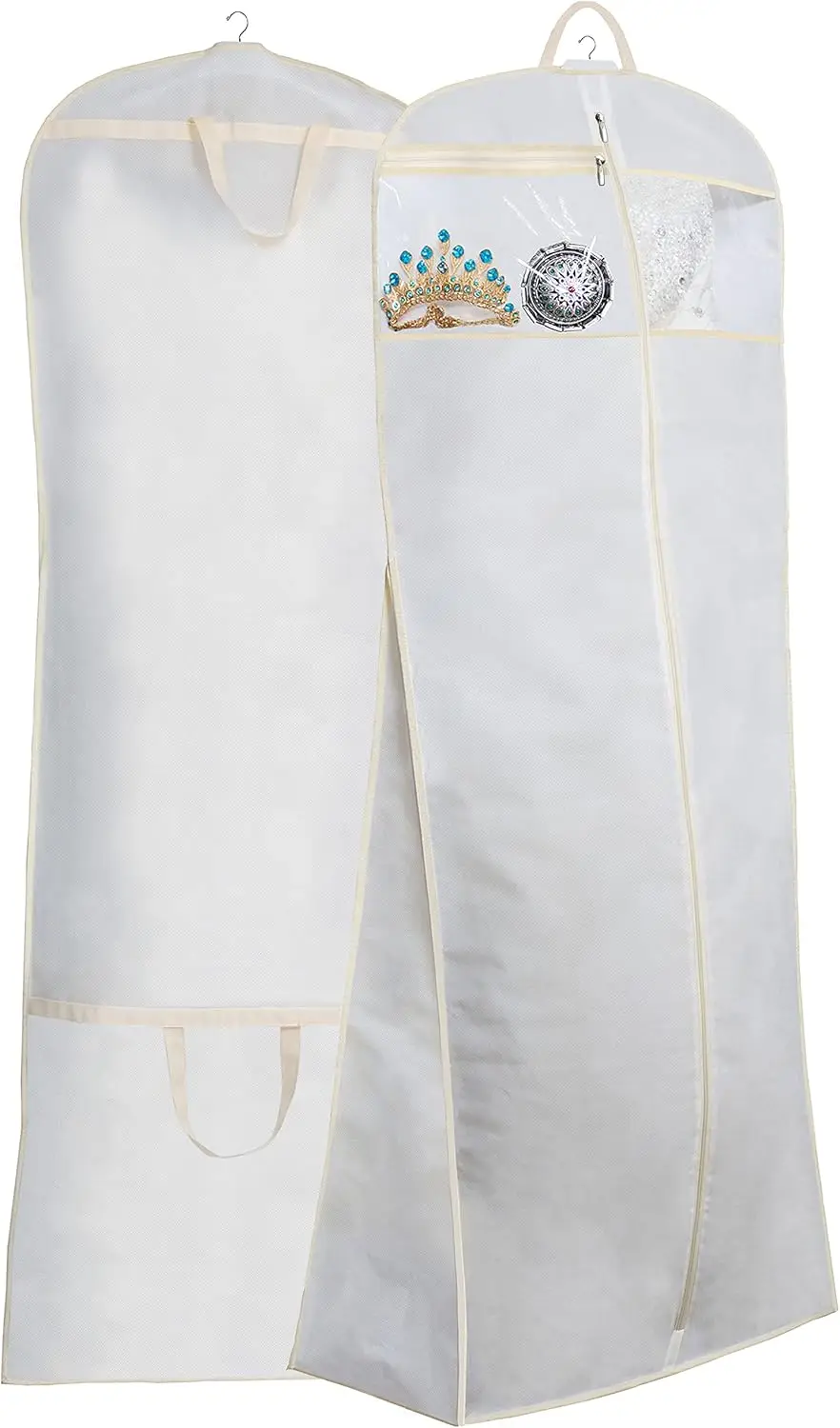 Large White Wedding Dress Garment Bag with Accessories Pouch, 70-Inch Travel Cover for Bridal Gowns
Large White Wedding Dress Garment Bag with Accessories Pouch, 70-Inch Travel Cover for Bridal Gowns