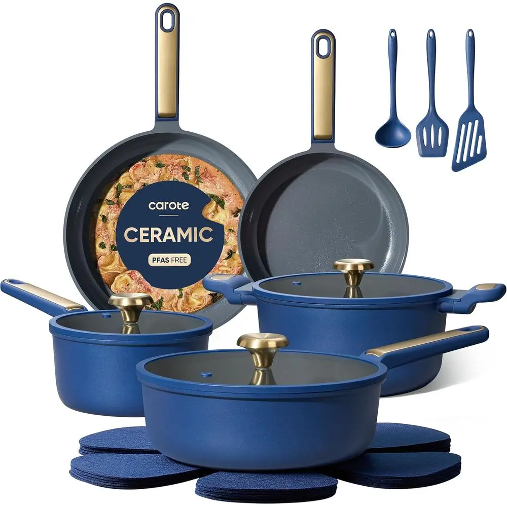 Non-Stick 16-Piece Cookware Set, Pots and Pans, Kitchen Cooking Essentials, Blue
Non-Stick 16-Piece Cookware Set, Pots and Pans, Kitchen Cooking Essentials, Blue