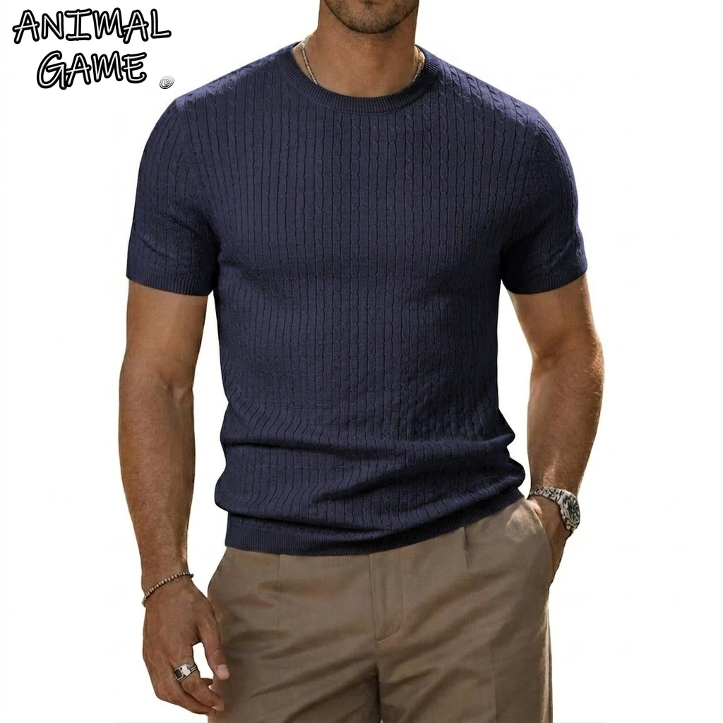 Mens Short Sleeve T-shirts Soft Textured Knit Pullover Summer Knitwear Casual Tshirts Men Crewneck T-Shirts Man Ribbed Sweaters
Mens Short Sleeve T-shirts Soft Textured Knit Pullover Summer Knitwear Casual Tshirts Men Crewneck T-Shirts Man Ribbed Sweaters