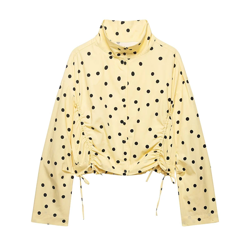YENKYE New 2026 Women Yellow Drawstring Design Polka Dot Cropped Jacket High Neck Long Sleeve Versatile Casual Outerwear Loose
YENKYE New 2026 Women Yellow Drawstring Design Polka Dot Cropped Jacket High Neck Long Sleeve Versatile Casual Outerwear Loose