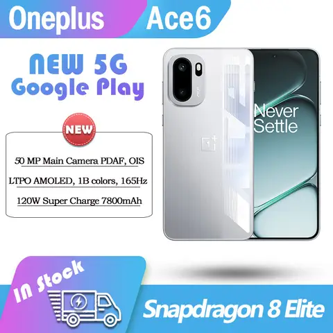 Unlocked OnePlus Ace6 5G Snapdragon8 Elite 50MP Camera 6.83 inch AMOLED 165HZ 7800mAh SuperVOOC 120W Charge Google Ace 6